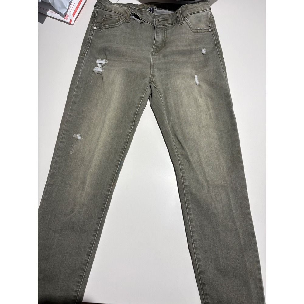 CP Distressed Green Wash Skinny Jeans‎ Juniors Ripped Stretch Denim Pants